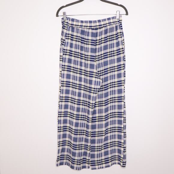 BAUM UND PFERDGARTEN Nue Plaid Crop Pants Silk Blend Blue White Women's 36/S - Picture 10 of 13